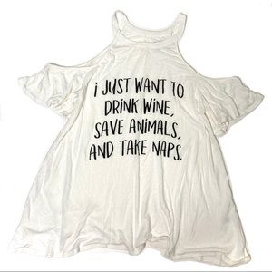 Alya cold shoulder wine, animals, naps tshirt/S